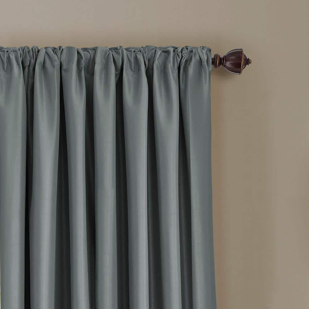 Dusty Blue Polyester Waterfall Rod Pocket Window Valance, 52" x 36"
