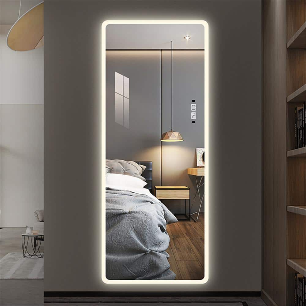 21.7 in. W x 65 in. H Rectangle Frameless Rounded Corners LED Full ...
