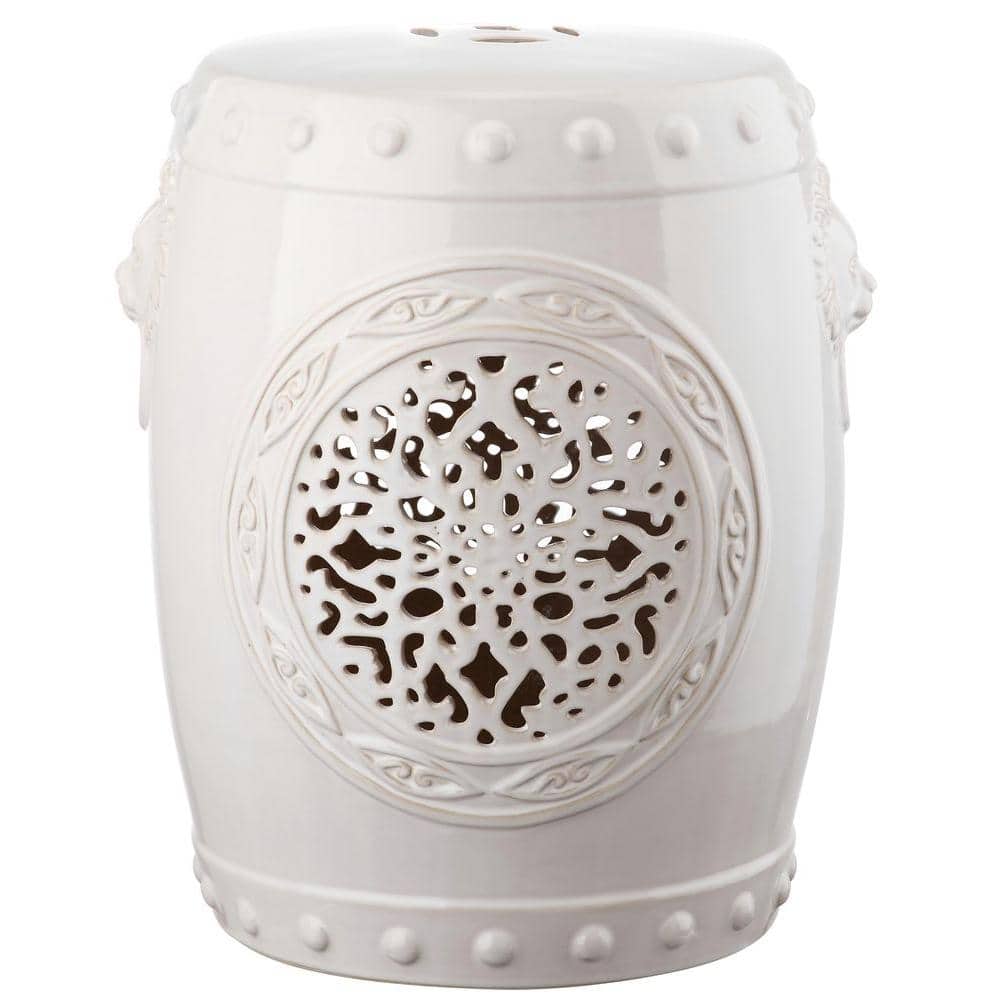 SAFAVIEH Flower Drum Cream Ceramic Garden Stool ACS4532B The Home Depot