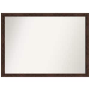Warm Walnut Narrow 41 in. x 30 in. Non-Beveled Casual Rectangle Wood Framed Wall Mirror in Brown