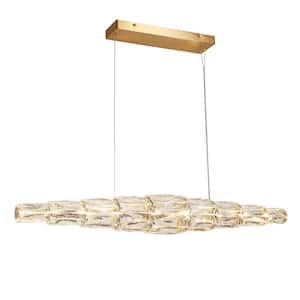 Cryptography 1-Light Dimmable Integrated LED Plating Brass Crystal Chandelier for Dining Room