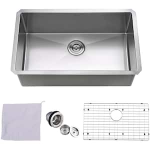 18G Stainless Steel 28 in. Single Bowl Drop-in Kitchen Sink with Bottom Grid and Drain