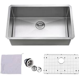 16G Stainless Steel 30 in. Single Bowl Undermount Workstation Kitchen Sink with Bottom Grid and Drain