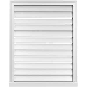 30 in. x 38 in. Vertical Surface Mount PVC Gable Vent: Functional with Brickmould Sill Frame
