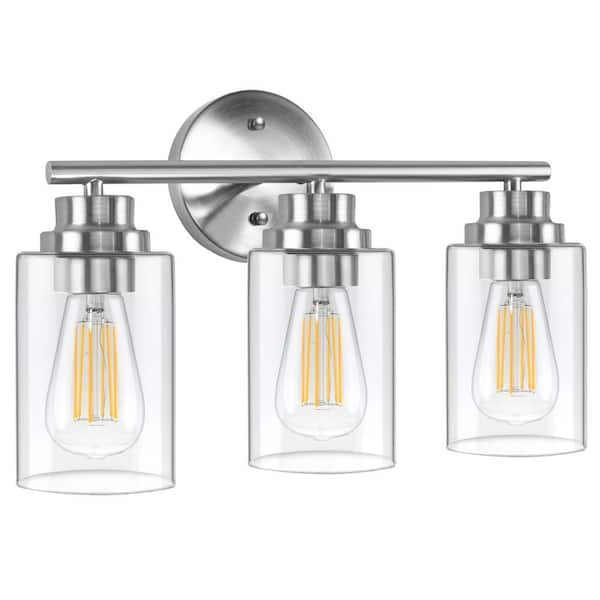 BLUEX BULBS 6 in. 3-Light Nickle Vanity Light Indoor Wall Sconce (2-Pack)