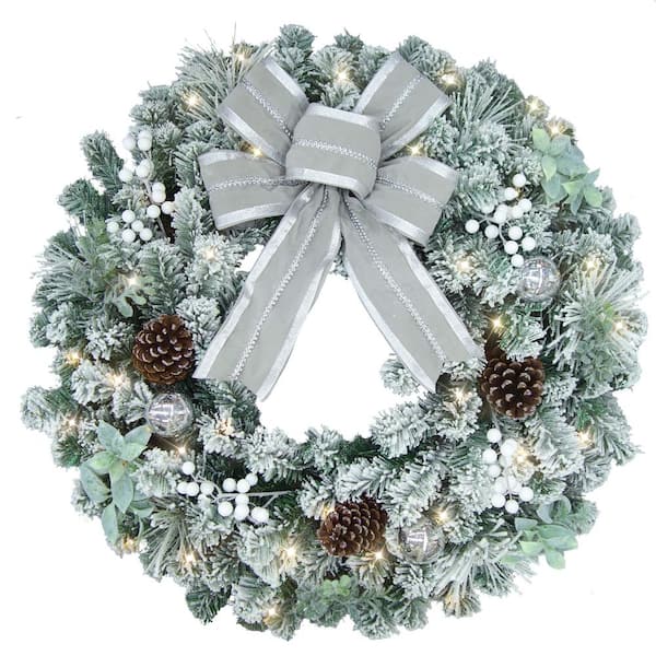 Home Accents Holiday 32 in. Pre-Lit LED Lexington Pine Artificial Christmas Wreath
