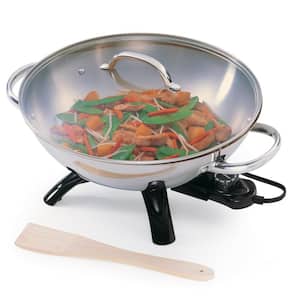 1500 W 17 in. x 14 in. x 9.5 in. Stainless Steel Electric Wok