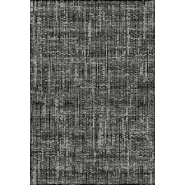 Mayfield Premium Machine Washable Abstract AMF2130 Charcoal 10 ft. x 14 ft. Area Rug