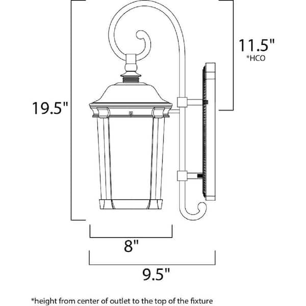 Dover 8 in. W 1-Light Bronze Outdoor Wall Lantern Sconce