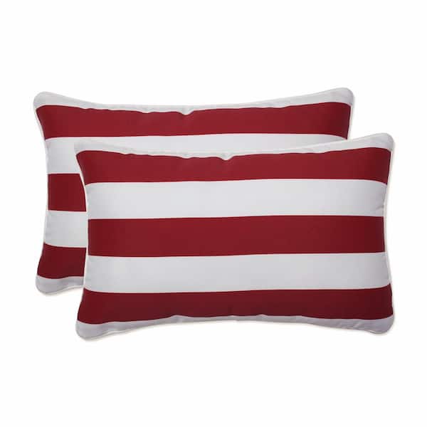 Pillow Perfect Red Rectangular Outdoor Lumbar Throw Pillow 2-Pack