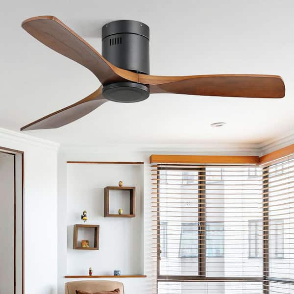 Sofucor 52 in. Indoor/Outdoor Black Wood Ceiling Fan without