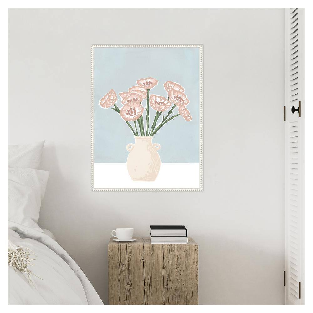 Renewed Bouquet II Pastel Pink Floral Canvas Wall Art with White Frame