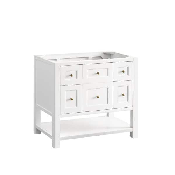 James Martin Vanities Breckenridge 35.9 in. W x 23.4 in. D x 33.0 in. H Single Bath Vanity Cabinet without Top in Bright White