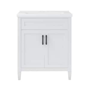 29.5 in. W x 18.125 in. D x 35.625 in. H Single Sink Freestanding Bath Vanity in White with White Vitreous China Top