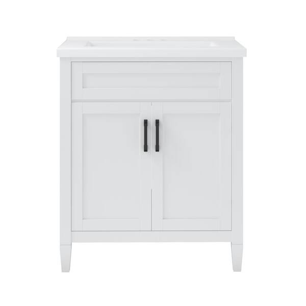 CRAFT + MAIN 29.5 in. W x 18.125 in. D x 35.625 in. H Single Sink Freestanding Bath Vanity in White with White Vitreous China Top