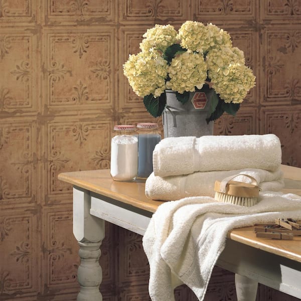 Copper Tin Tile Peel and Stick Wallpaper (Covers 28.18 sq. ft.)