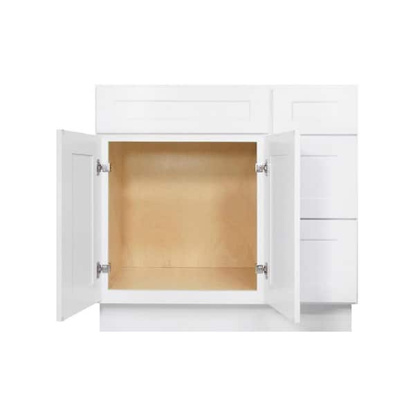 36 in. W 21 in. H 34.5 in. D Ready to Assemble Plywood Vanity Kitchen Cabinet in Painted White with Drawer