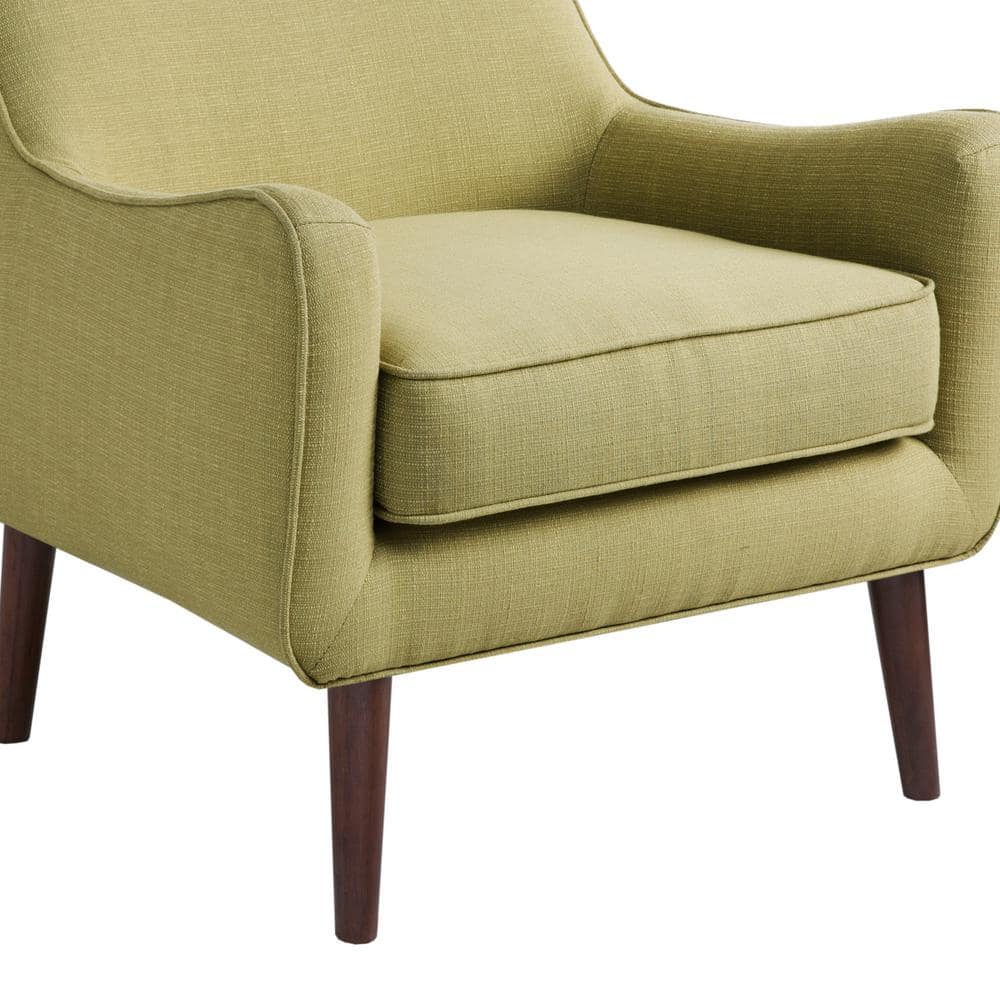 Mid-Century Modern Green Upholstered Accent Chair with Wood Legs