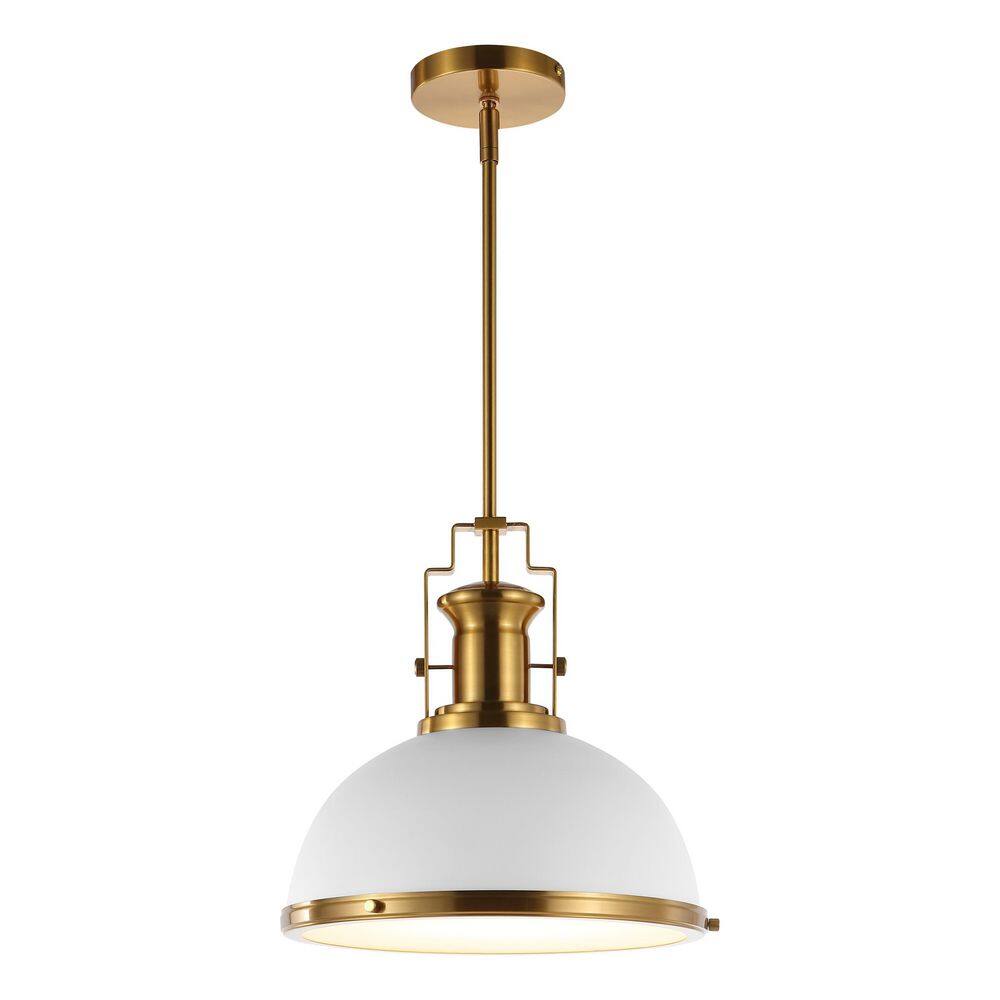 Homer 13" Brass Gold and White LED Dome Pendant Light