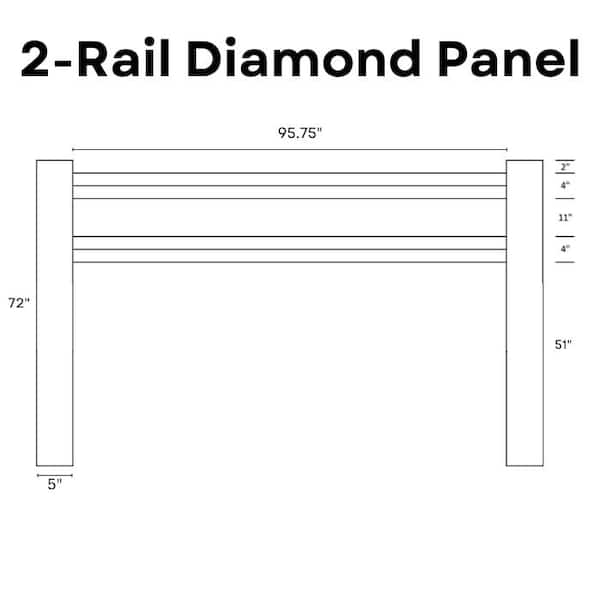 Weatherables 2-Rail Diamond 3 ft x 8 ft White Vinyl Fence Panel
