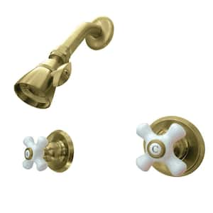 Victorian 2-Handle 1-Spray Shower Faucet in Brushed Brass (Valve Included)