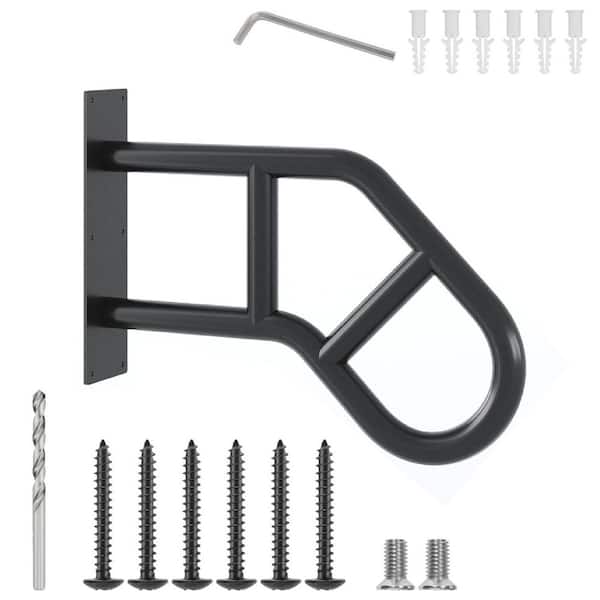 HOMEIBRO 18 in. x 3.2 in. Wall Mounted Black Steel U-Shaped Stair Railing Kit for 1-3 Steps