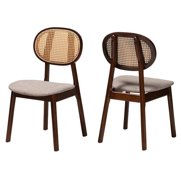 Baxton Studio Darrion Grey and Walnut Brown Dining Chair Set of 2