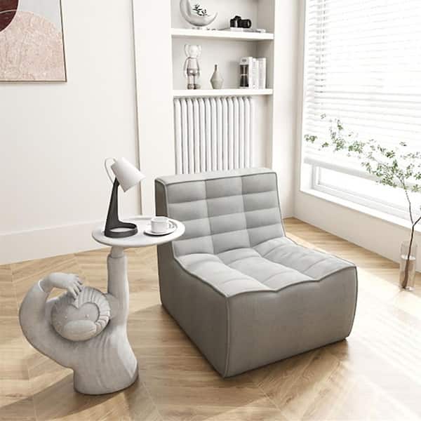 Magic Home 27.5 in. Armless Linen Modular Straight Sofa Fireside Lazy Floor Couch Chair for Living Room, Apartment in Gray