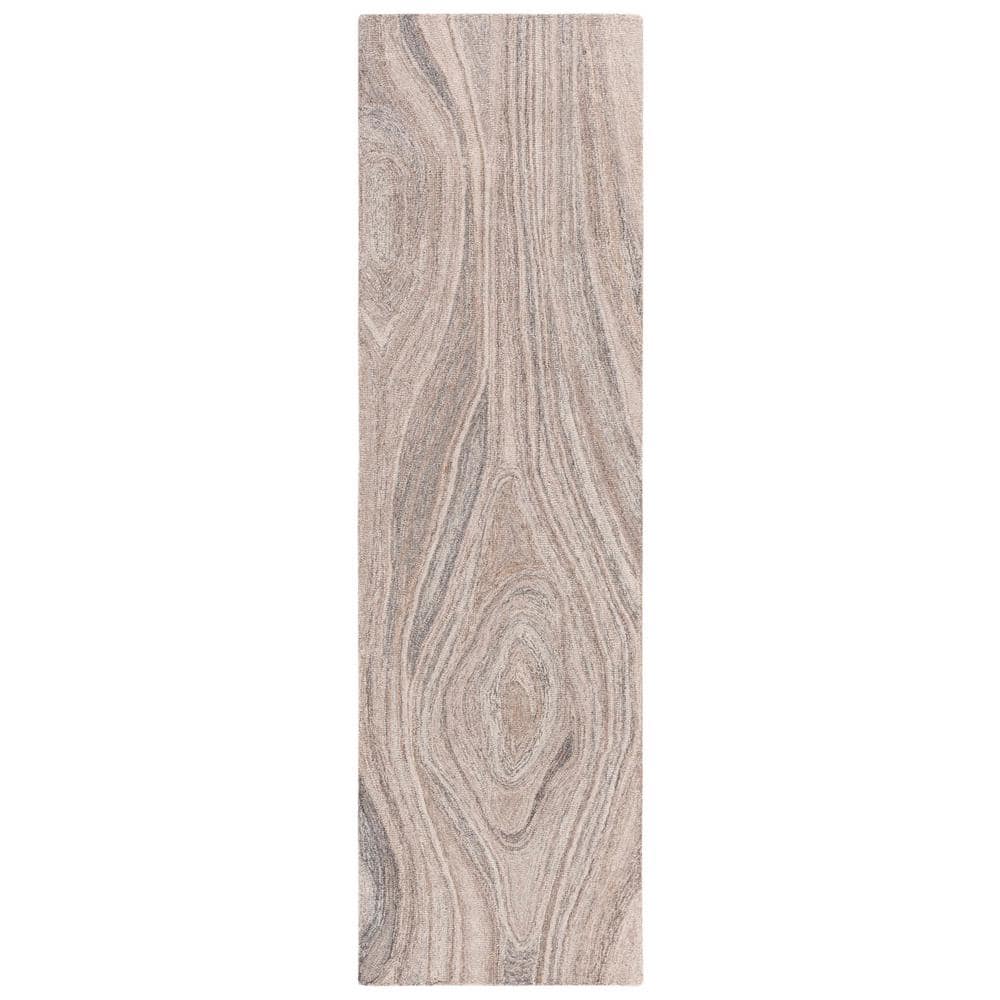 Elysian Abstract Gray Wool Runner Rug, 2'3" x 8', Hand-Tufted