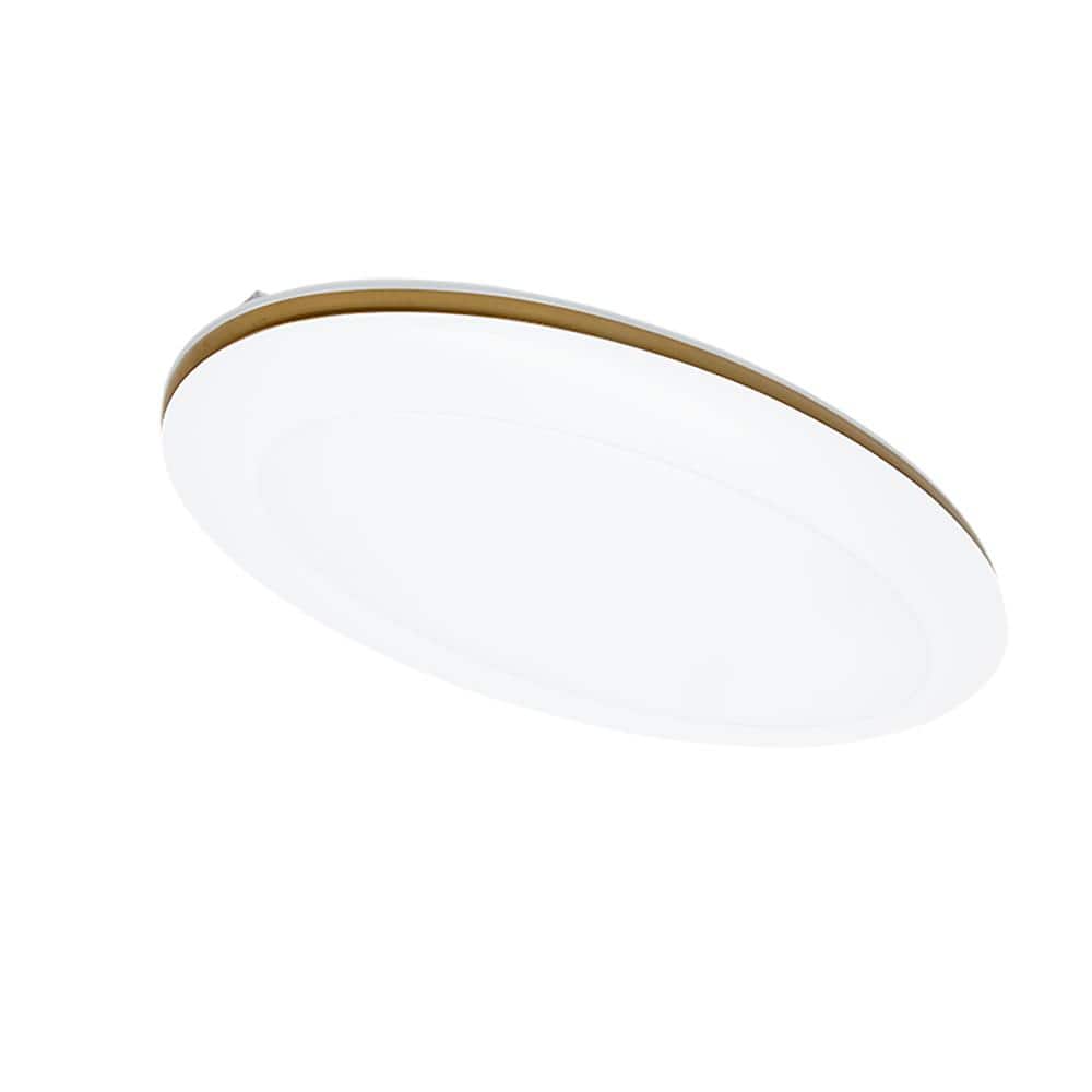 32 in. Oval White with Matte Gold Border LED Flush Mount Ceiling Light 3000