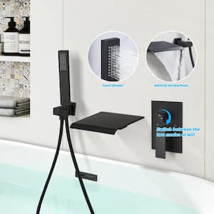 1-Spray Single Handle Wall Mount Tub Faucet with Hand Shower 1.5 GPM in Matte Black