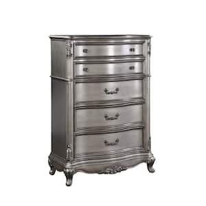 Ariadne Antique Platinum Finish 5 Drawers 19 in. Wide Chest of Drawers