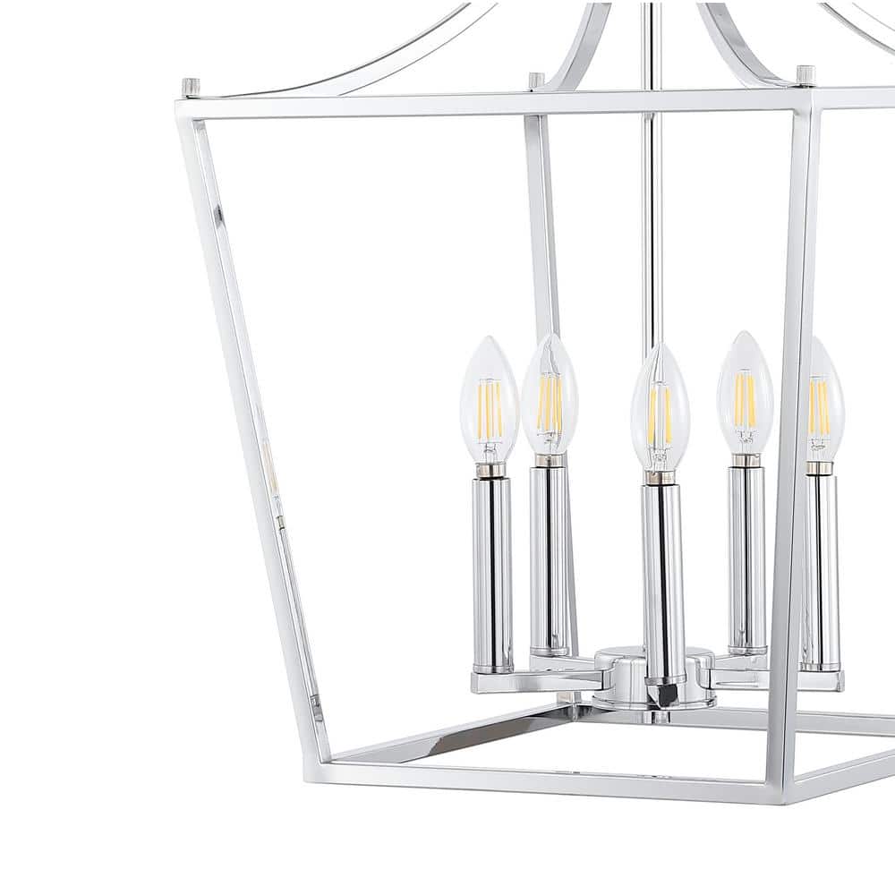 Camden 16" Polished Chrome Iron Drum Pendant Lantern with LED Bulbs