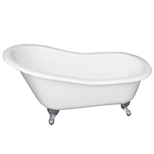 61 in. Cast Iron Clawfoot Bathtub in White with Bisque Feet
