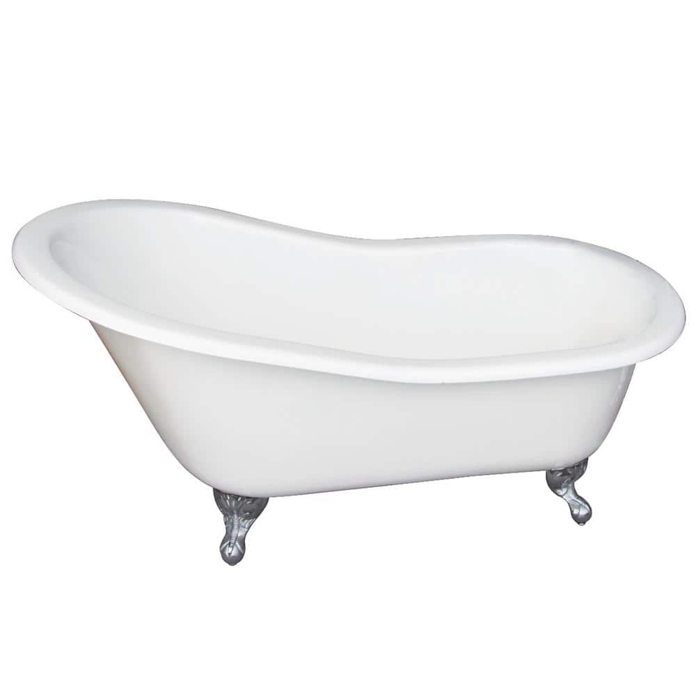 Icarus 67'' White Cast Iron Clawfoot Soaking Bathtub