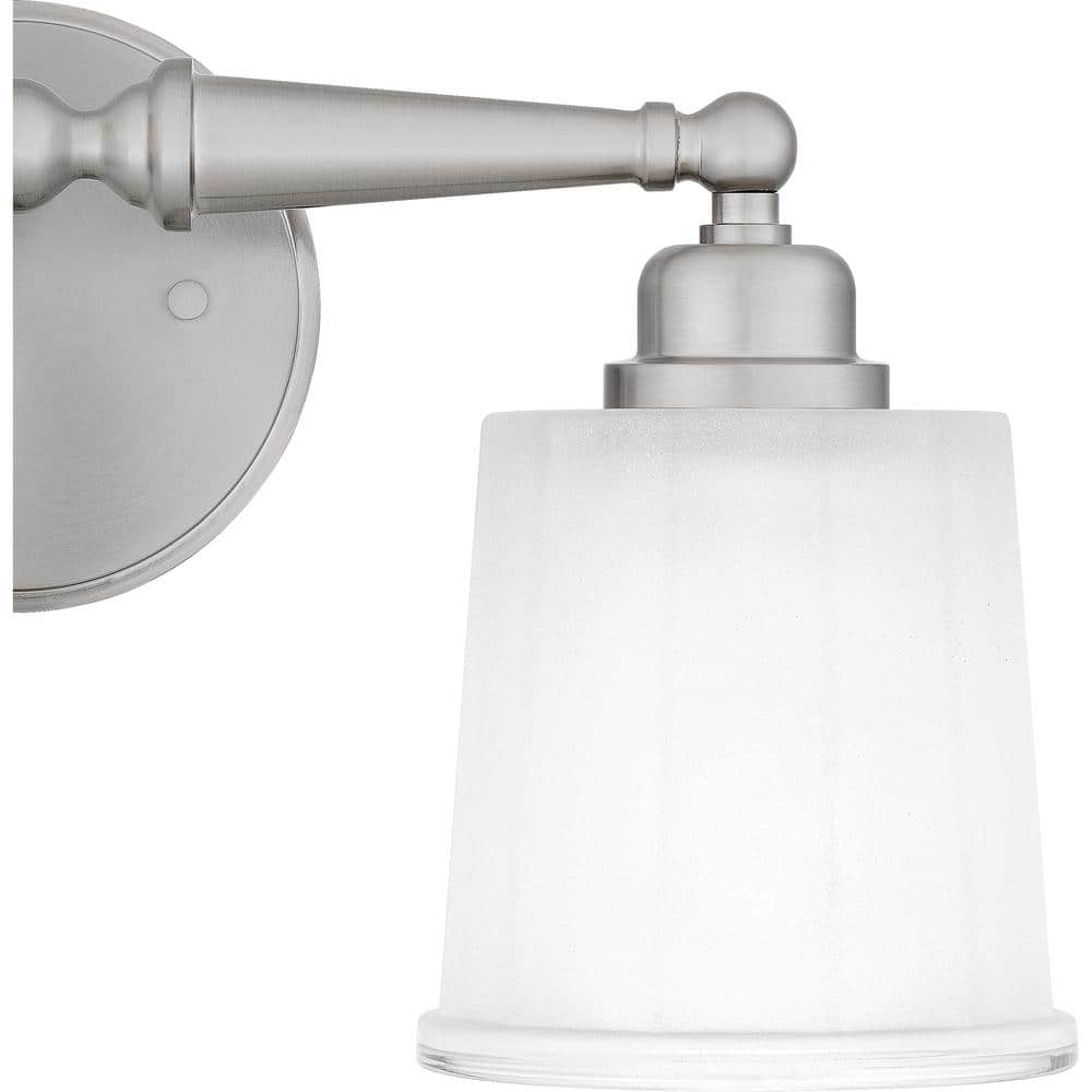 Cecilia Brushed Nickel 2-Light Vanity with Sandblasted Glass Shades