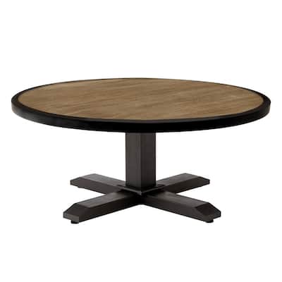 Grayson Brown Round Steel Outdoor Patio Coffee Table