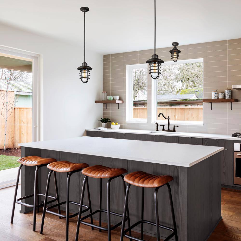 Bronze Industrial Mini Pendant Light with Clear Glass Shade