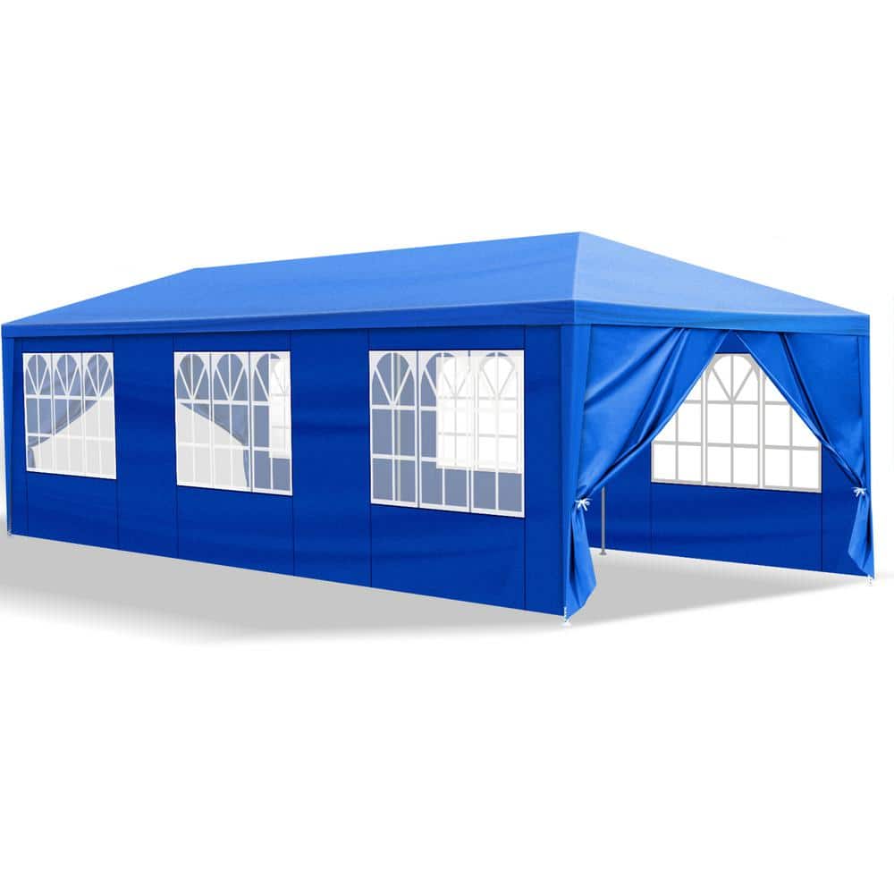 Large Blue Iron Outdoor Party Tent with 8 Sidewalls