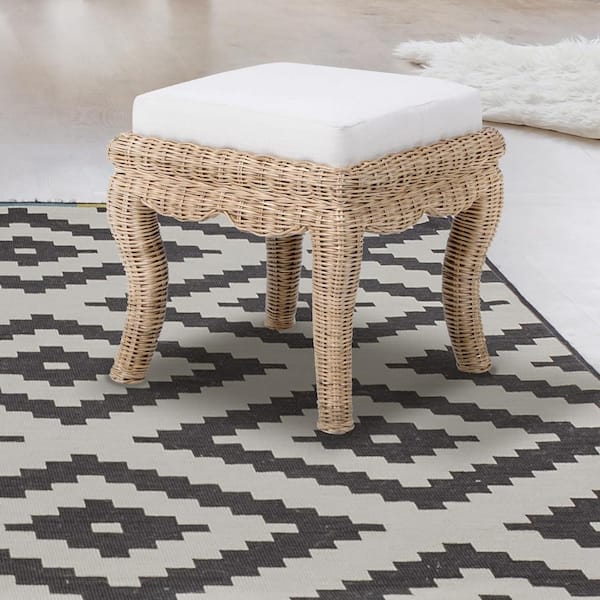 Wicker on sale vanity stool