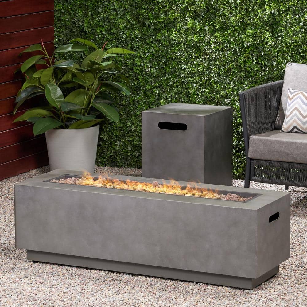 Wellington Rectangular Concrete Gas Fire Pit Table with Tank Holder