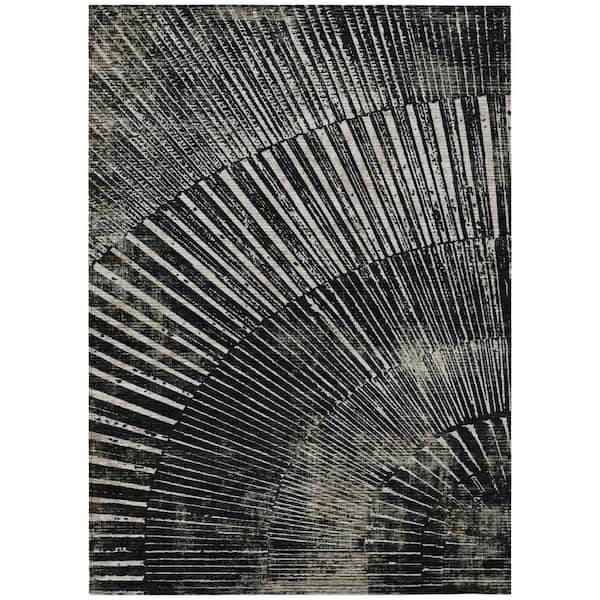 Addison Rugs Chantille ACN542 Black 5 ft. x 7 ft. 6 in. Machine Washable Indoor/Outdoor Geometric Area Rug