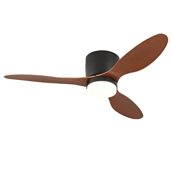 Modern 42 in. Black 3 ABS Blades Flush Mount Standard Ceiling Fan with LED Light and Remote Included for any room