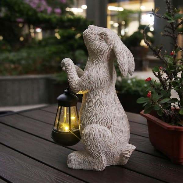 Garden Statues Rabbit with Solar Lights L0CMLLCFL3 - The Home Depot