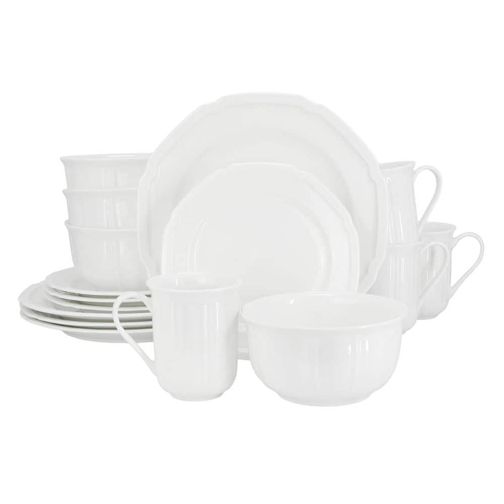 Meritage Bavaria 16-Piece Scallop Rim Bone China Dinnerware Set in