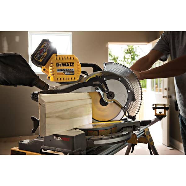 DEWALT - FLEXVOLT 120-Volt MAX Lithium-Ion Cordless Brushless 12 in. Miter Saw with AC Adapter, (2) Batteries 2Ah and Charger