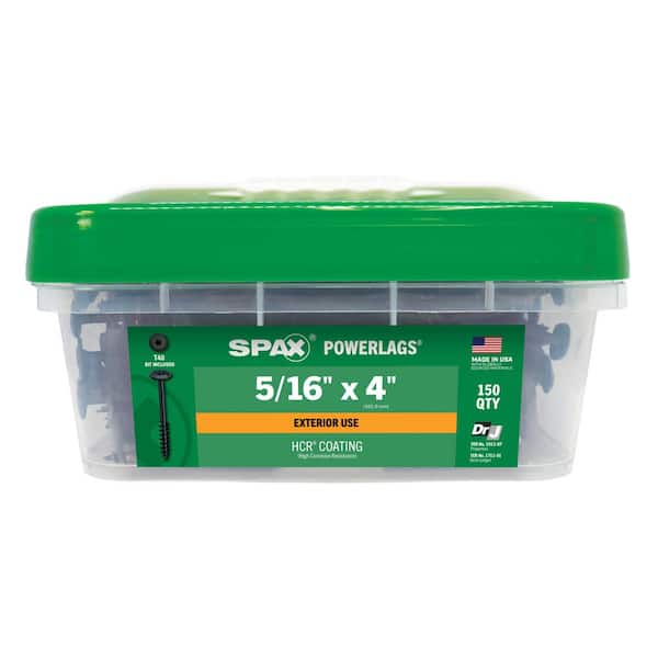 5/16 in. x 4 in. Exterior Powerlag Washer Head Torx T-Star Structural Wood Lag Screws (150-Piece) Bulk Mini Bit Included