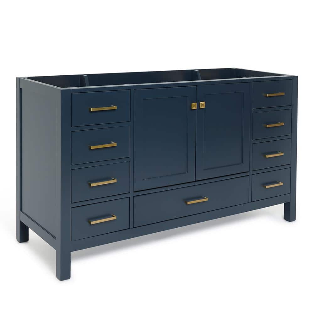 Midnight Blue 60" Solid Wood Freestanding Vanity Cabinet