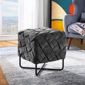 Grey Velvet Square Cube 17L x 17W x 17.3H Ottoman