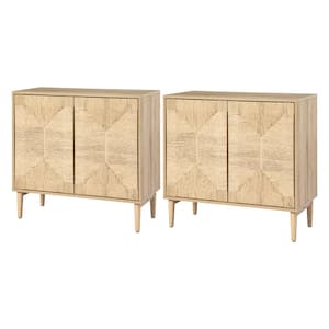 Gustal OAK Transitional 30.5"Tall 2-Door Accent Cabinet Set of 2